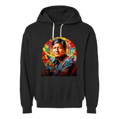 Cesar Chavez Hispanic Heritage Month Garment-Dyed Fleece Hoodie