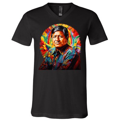 Cesar Chavez Hispanic Heritage Month V-Neck T-Shirt