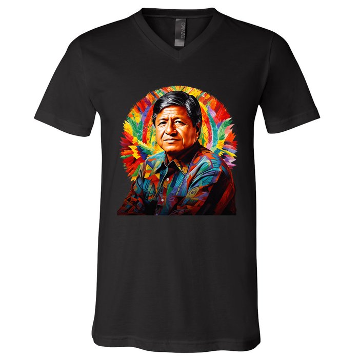 Cesar Chavez Hispanic Heritage Month V-Neck T-Shirt