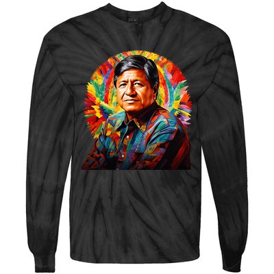 Cesar Chavez Hispanic Heritage Month Tie-Dye Long Sleeve Shirt