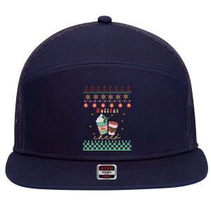 Cute Christmas Holiday Cheers 7 Panel Mesh Trucker Snapback Hat