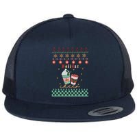 Cute Christmas Holiday Cheers Flat Bill Trucker Hat