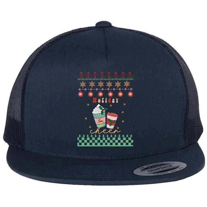 Cute Christmas Holiday Cheers Flat Bill Trucker Hat