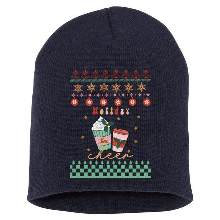 Cute Christmas Holiday Cheers Short Acrylic Beanie