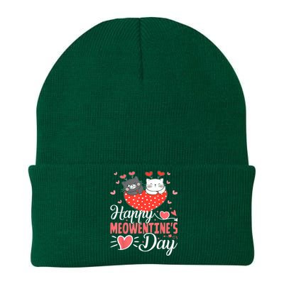 Cute Cat Happy Meowentines Valentines Day Knit Cap Winter Beanie