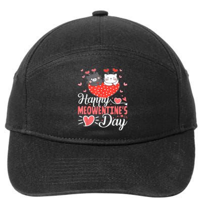 Cute Cat Happy Meowentines Valentines Day 7-Panel Snapback Hat