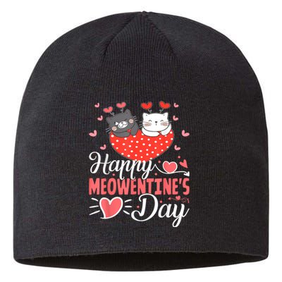 Cute Cat Happy Meowentines Valentines Day Sustainable Beanie