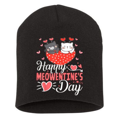 Cute Cat Happy Meowentines Valentines Day Short Acrylic Beanie