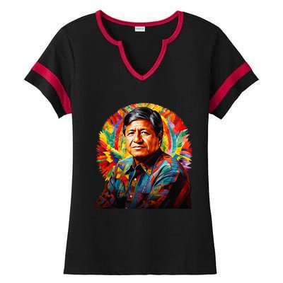 Cesar Chavez Hispanic Heritage Month Ladies Halftime Notch Neck Tee