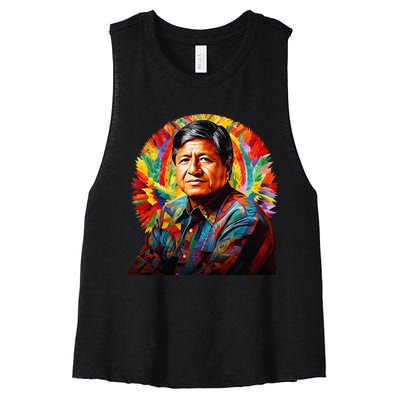 Cesar Chavez Hispanic Heritage Month Women's Racerback Cropped Tank