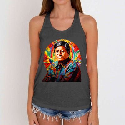 Cesar Chavez Hispanic Heritage Month Women's Knotted Racerback Tank