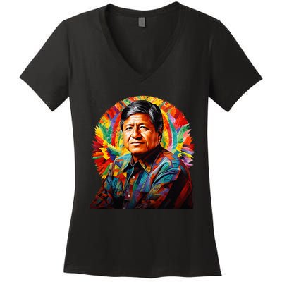 Cesar Chavez Hispanic Heritage Month Women's V-Neck T-Shirt