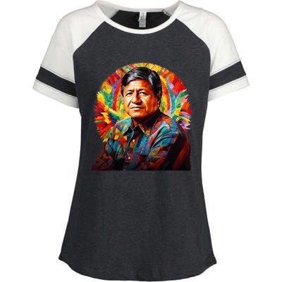 Cesar Chavez Hispanic Heritage Month Enza Ladies Jersey Colorblock Tee