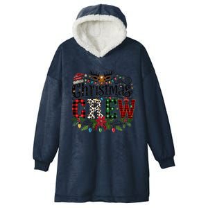 Christmas Crew Holiday Design With Plaid And Leopard Print Gift Hooded Wearable Blanket