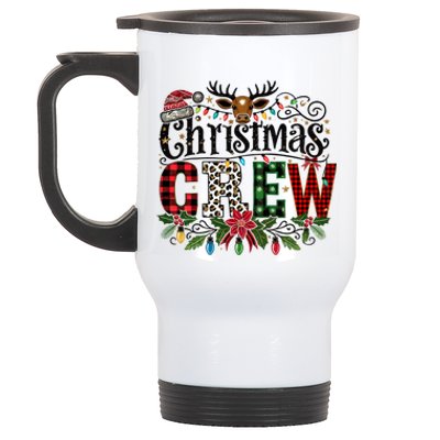 Christmas Crew Holiday Design With Plaid And Leopard Print Gift Stainless Steel Travel Mug