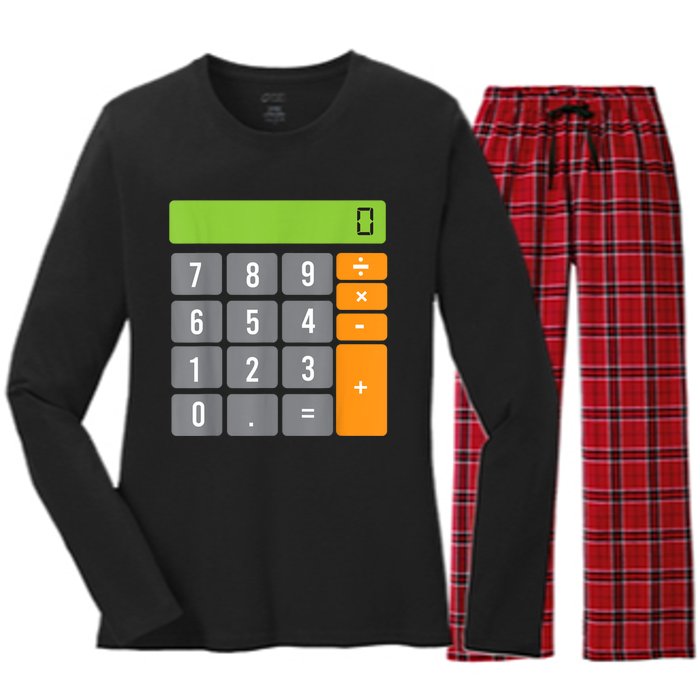 Calculator Costume Halloween Easy Cosplay Math Geek Outfit Women's Long Sleeve Flannel Pajama Set 