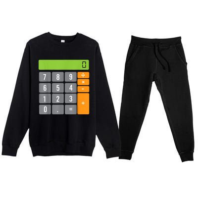 Calculator Costume Halloween Easy Cosplay Math Geek Outfit Premium Crewneck Sweatsuit Set