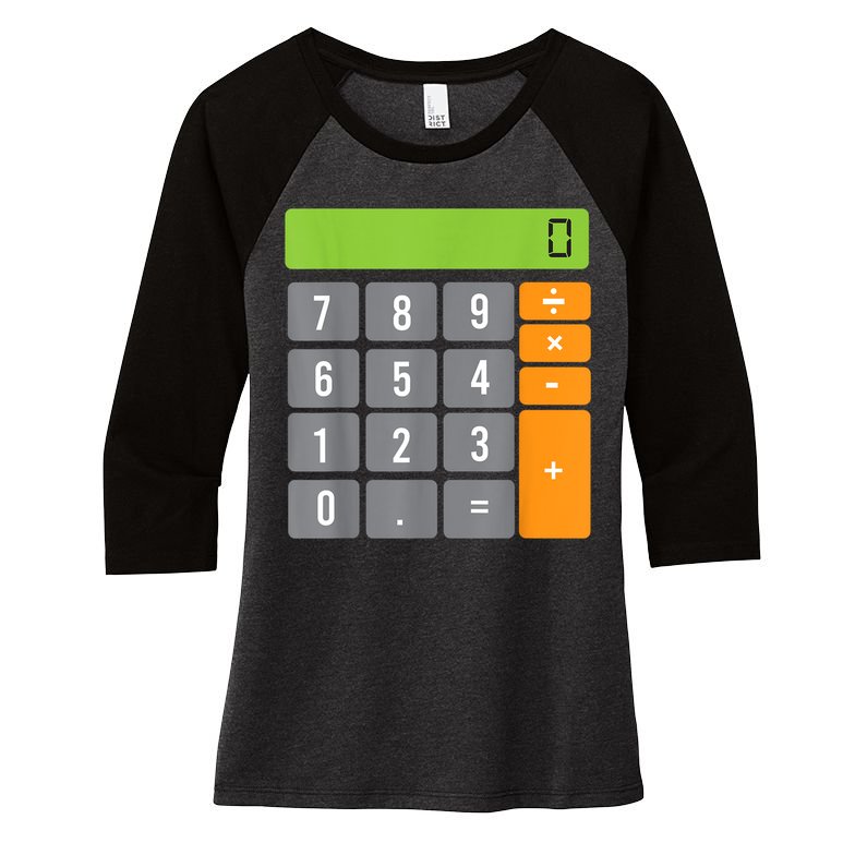 Calculator Costume Halloween Easy Cosplay Math Geek Outfit Women's Tri-Blend 3/4-Sleeve Raglan Shirt