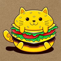 Cute Cat Hamburger Cotton Canvas Backpack