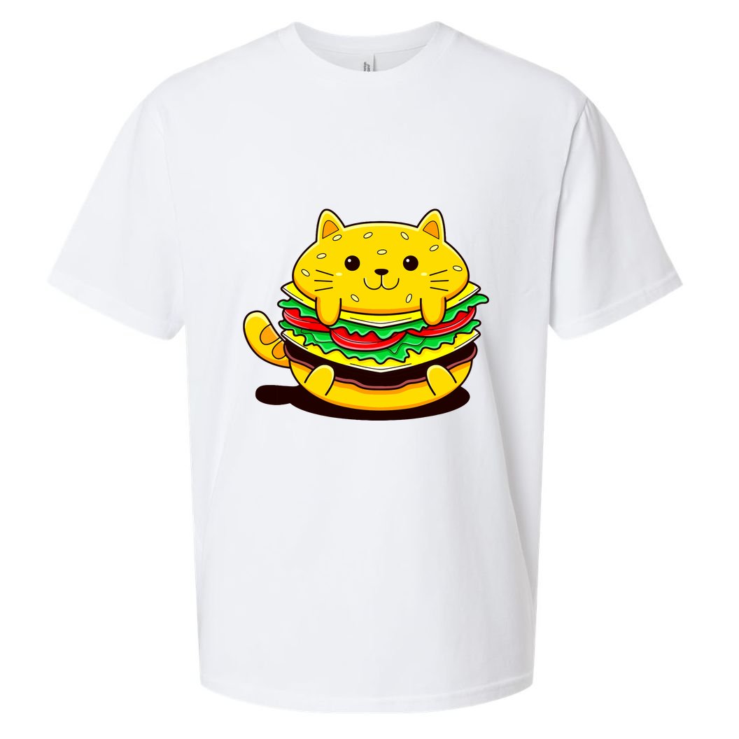 Cute Cat Hamburger Sueded Cloud Jersey T-Shirt
