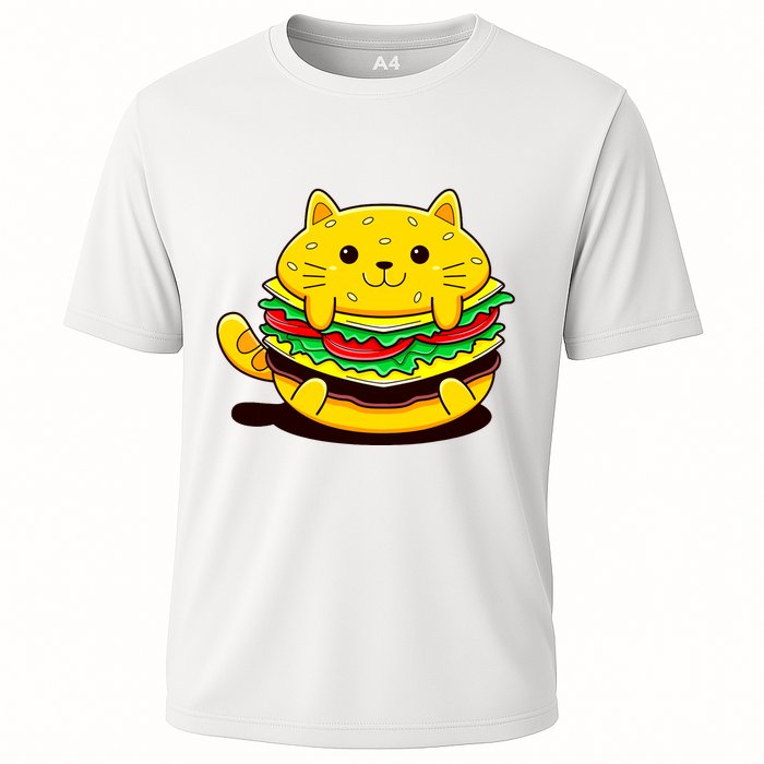 Cute Cat Hamburger Cooling Performance Crew T-Shirt