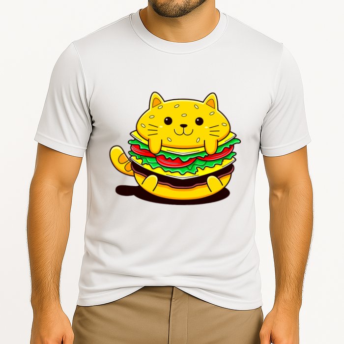 Cute Cat Hamburger Cooling Performance Crew T-Shirt