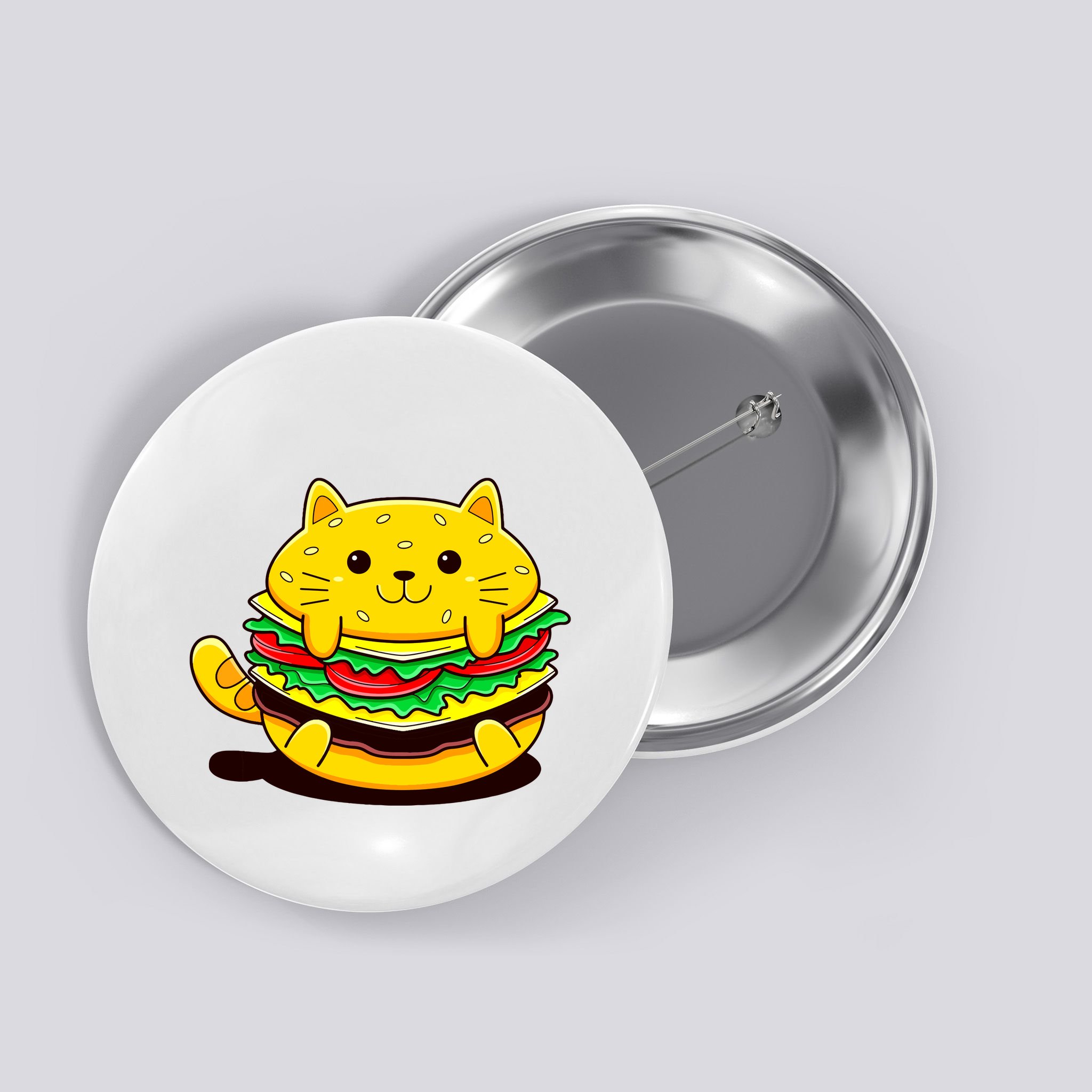 Cute Cat Hamburger Button