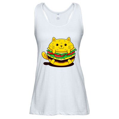 Cute Cat Hamburger Ladies Essential Flowy Tank