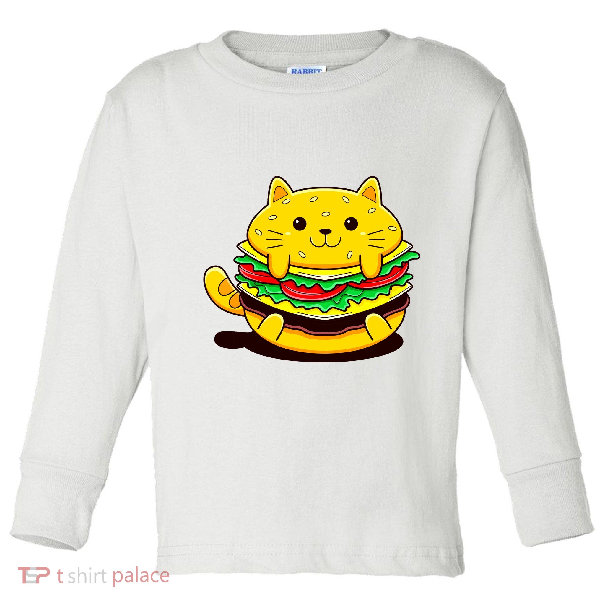 Cute Cat Hamburger Toddler Long Sleeve Shirt