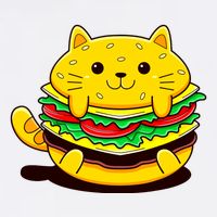 Cute Cat Hamburger Cropped Pullover Crew