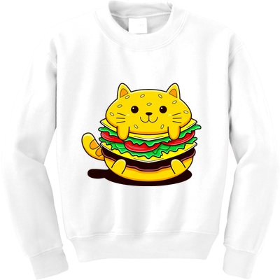 Cute Cat Hamburger Kids Sweatshirt