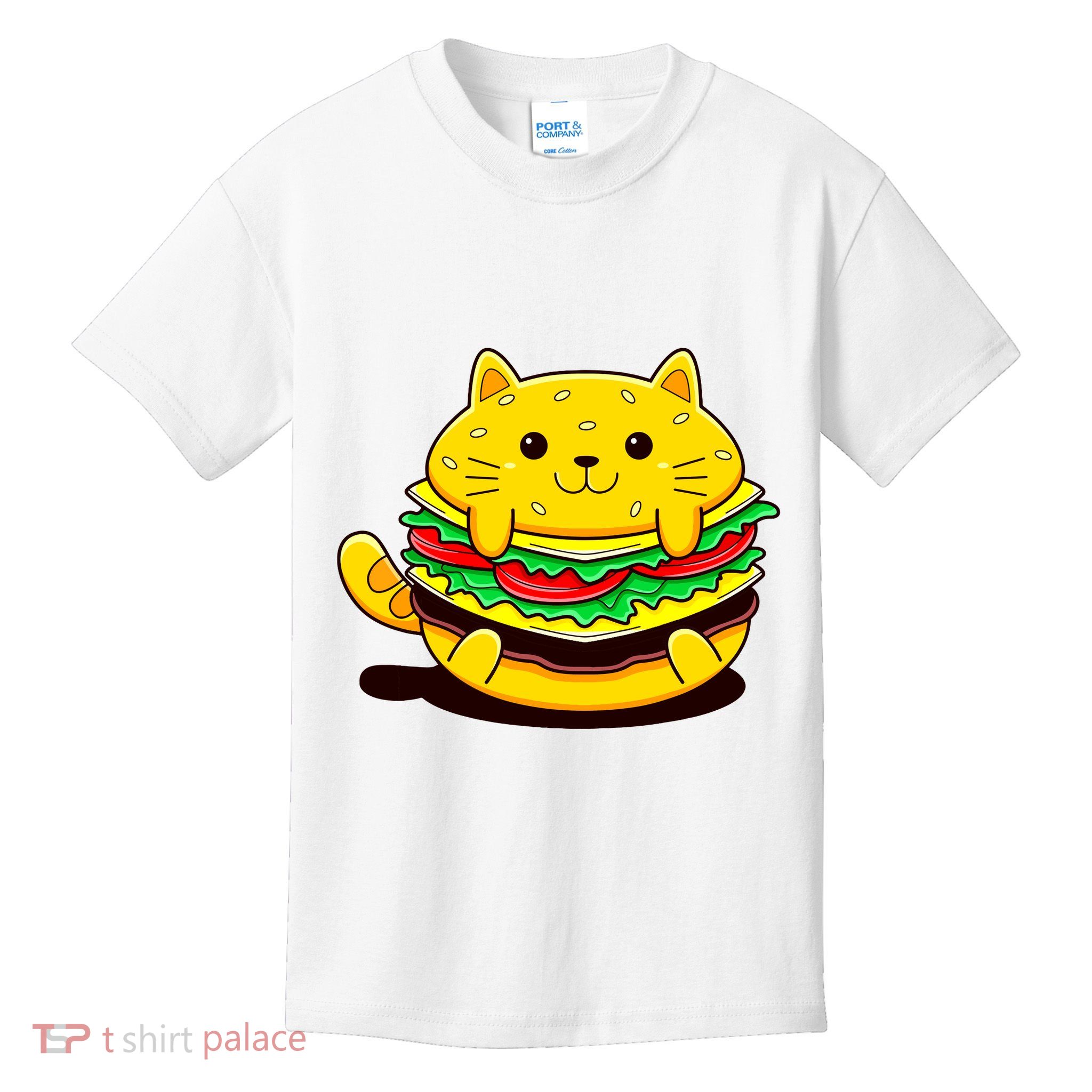 Cute Cat Hamburger Kids T-Shirt