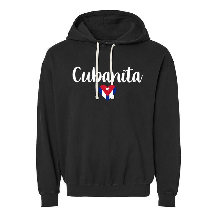 Cubanita Cuban Heart Cuba Flag Garment-Dyed Fleece Hoodie