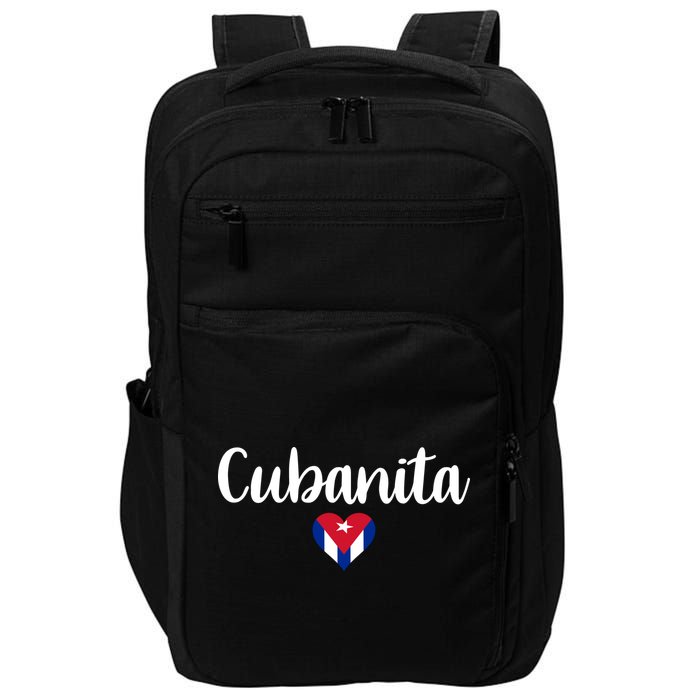 Cubanita Cuban Heart Cuba Flag Impact Tech Backpack