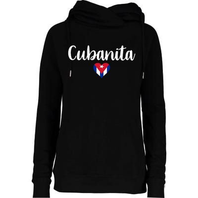 Cubanita Cuban Heart Cuba Flag Womens Funnel Neck Pullover Hood