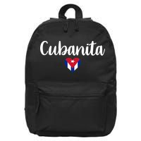 Cubanita Cuban Heart Cuba Flag 16 in Basic Backpack