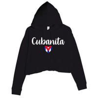 Cubanita Cuban Heart Cuba Flag Crop Fleece Hoodie