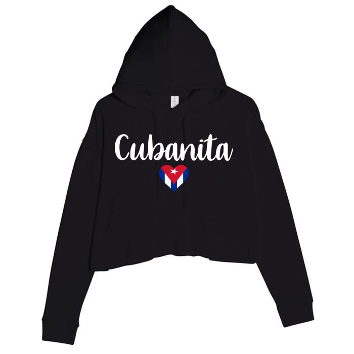 Cubanita Cuban Heart Cuba Flag Crop Fleece Hoodie