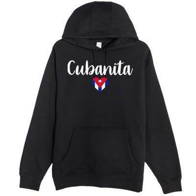 Cubanita Cuban Heart Cuba Flag Premium Pullover Hoodie