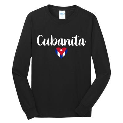 Cubanita Cuban Heart Cuba Flag Tall Long Sleeve T-Shirt