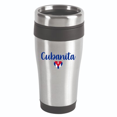 Cubanita Cuban Heart Cuba Flag 16oz Travel Tumbler