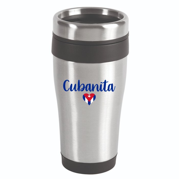 Cubanita Cuban Heart Cuba Flag 16oz Travel Tumbler