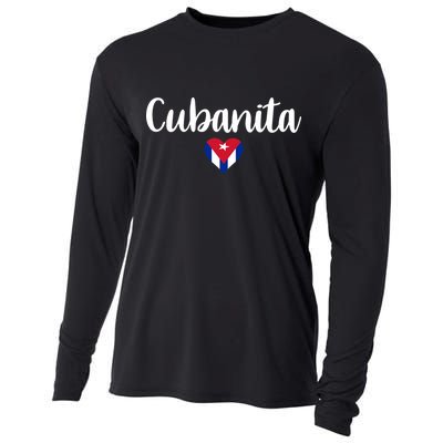 Cubanita Cuban Heart Cuba Flag Cooling Performance Long Sleeve Crew