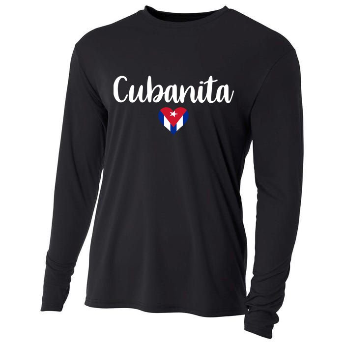 Cubanita Cuban Heart Cuba Flag Cooling Performance Long Sleeve Crew