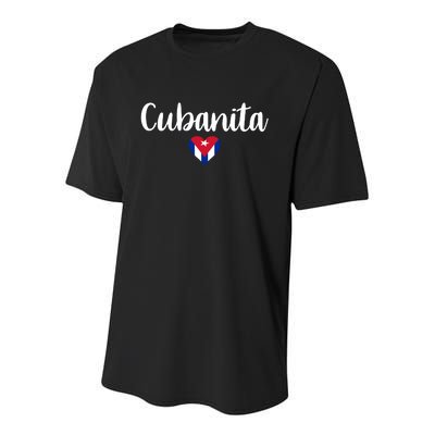 Cubanita Cuban Heart Cuba Flag Youth Performance Sprint T-Shirt