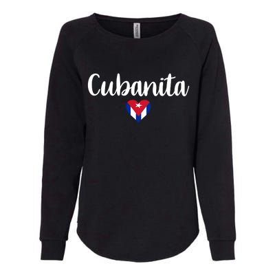 Cubanita Cuban Heart Cuba Flag Womens California Wash Sweatshirt