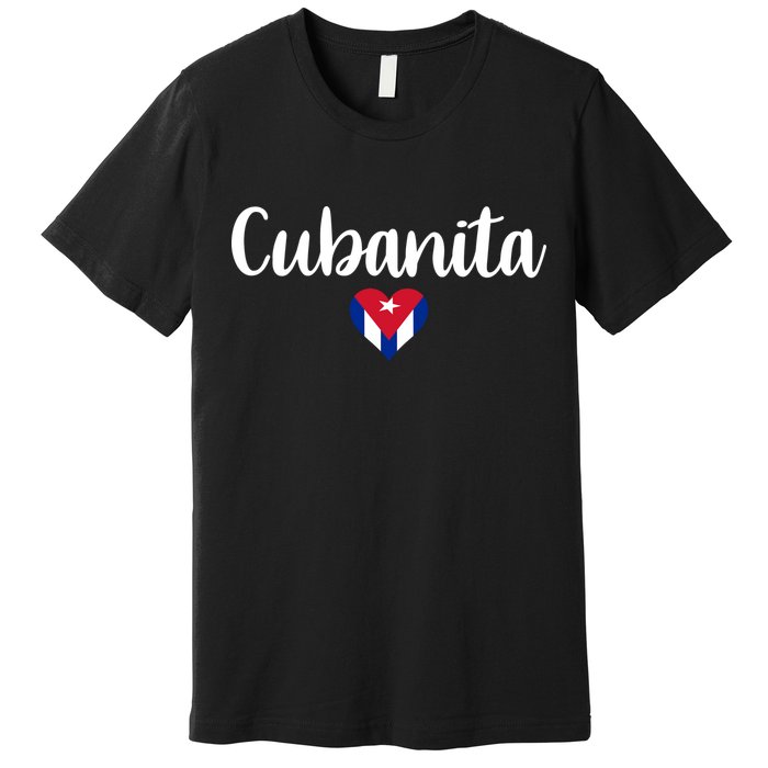 Cubanita Cuban Heart Cuba Flag Premium T-Shirt