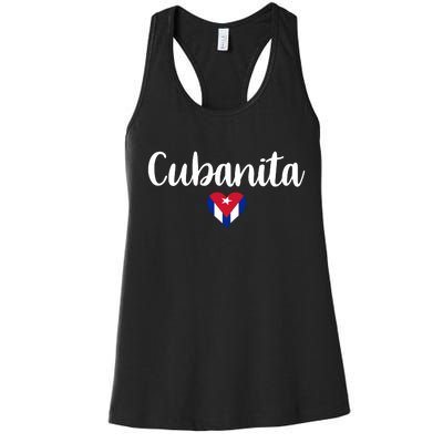 Cubanita Cuban Heart Cuba Flag Women's Racerback Tank