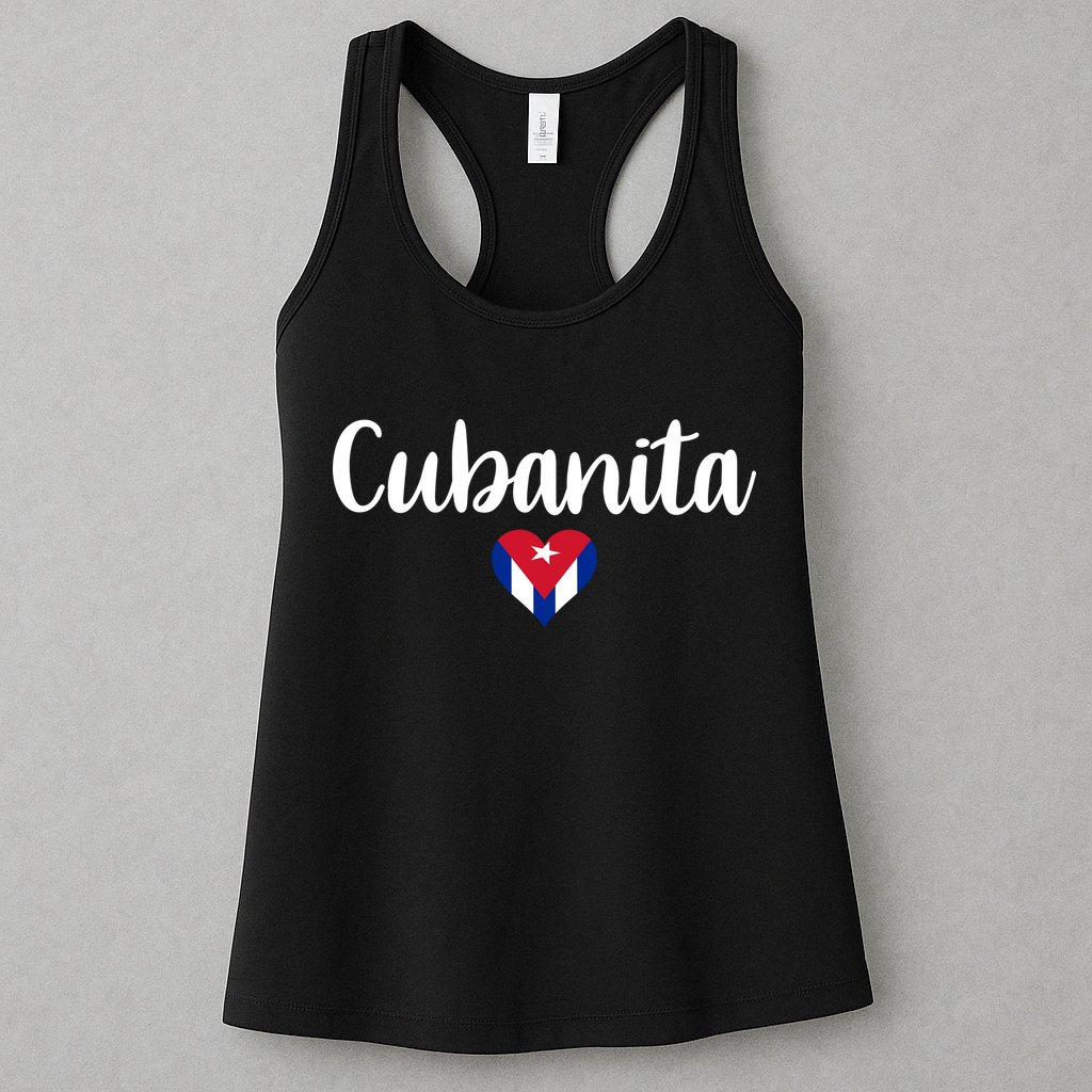Cubanita Cuban Heart Cuba Flag Womens Tank Top