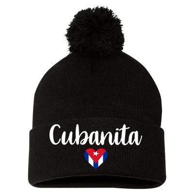 Cubanita Cuban Heart Cuba Flag Pom Pom 12in Knit Beanie